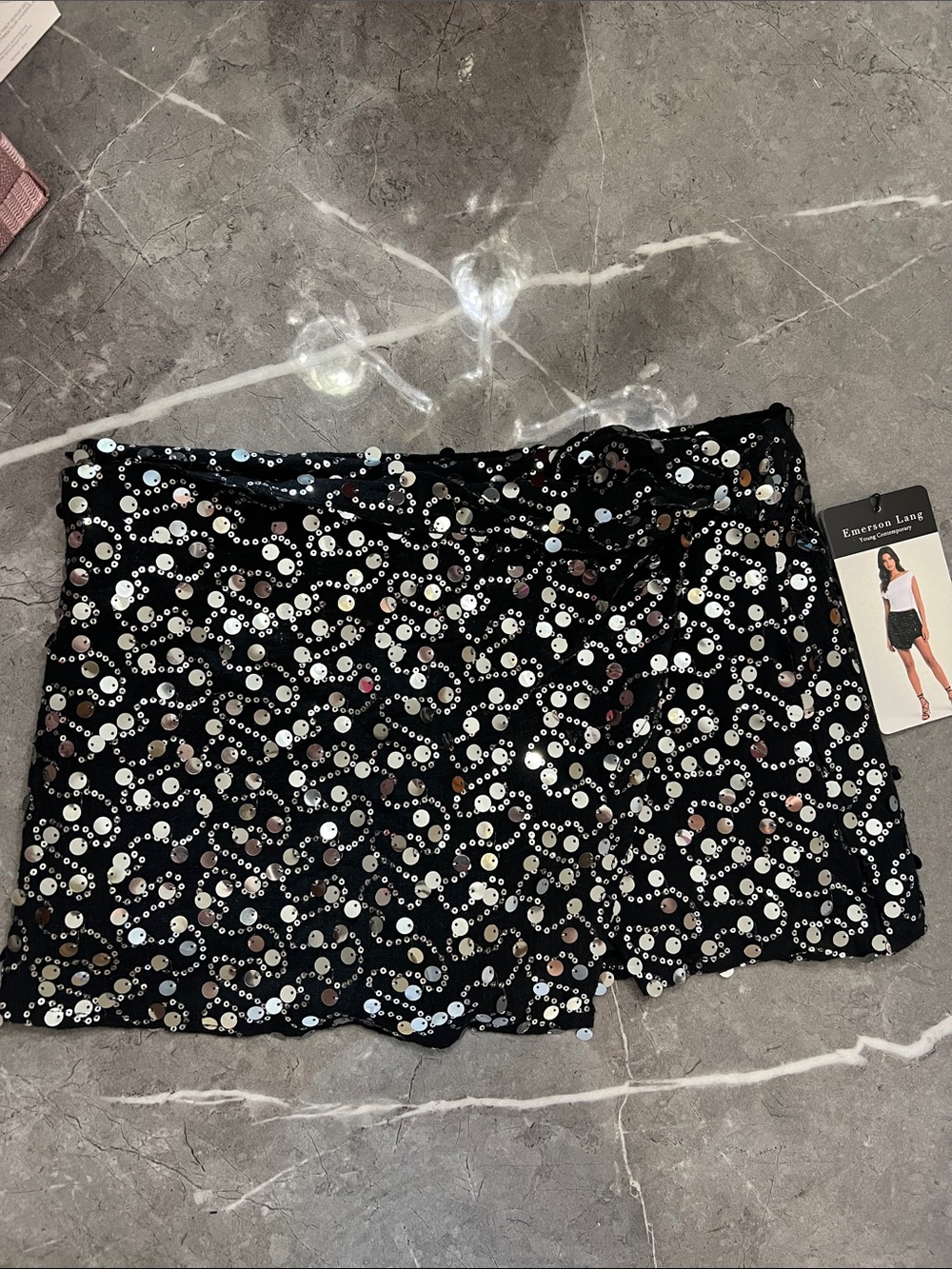 Emerson Lacy Black Sequin Mini Skirt